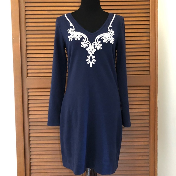 Lilly Pulitzer Daylin Navy blue sweatshirt dress M - Picture 3 of 13